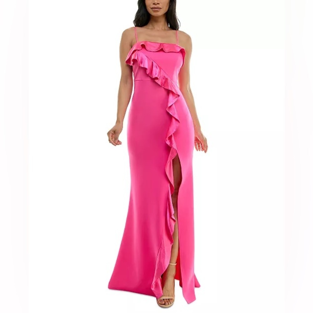 Emerald Sundae Vibrant Pink Ruffle Maxi Dress
